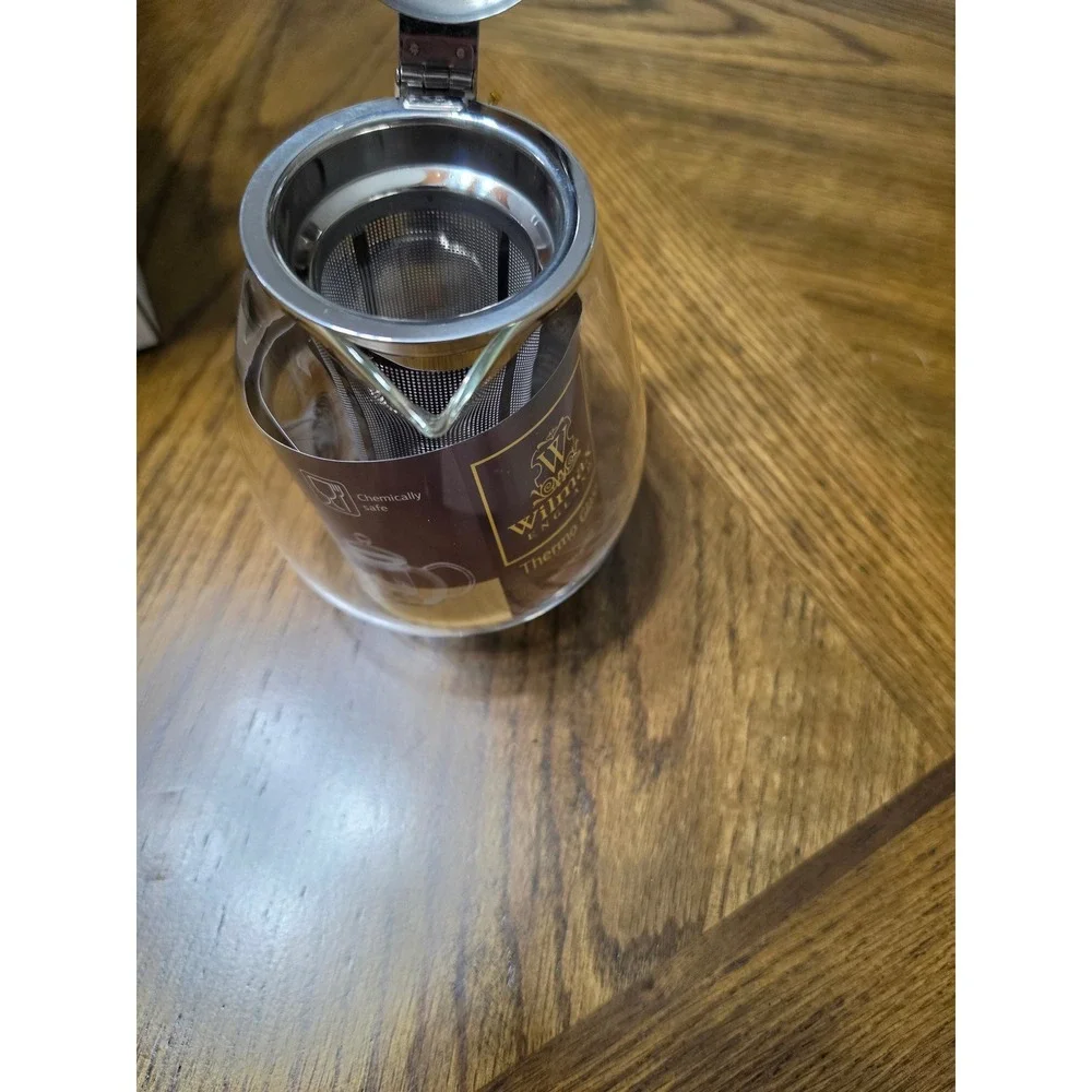 Wilmax England Thermo Glass Tea Pot 20oz 600ml Stainless Infuser WL-888801/A New